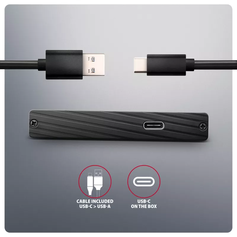 Axagon EE25-XA6C kompakti alumiininen USB-C 5 Gbit/s – SATA 6G ulkoinen kotelo 2,5