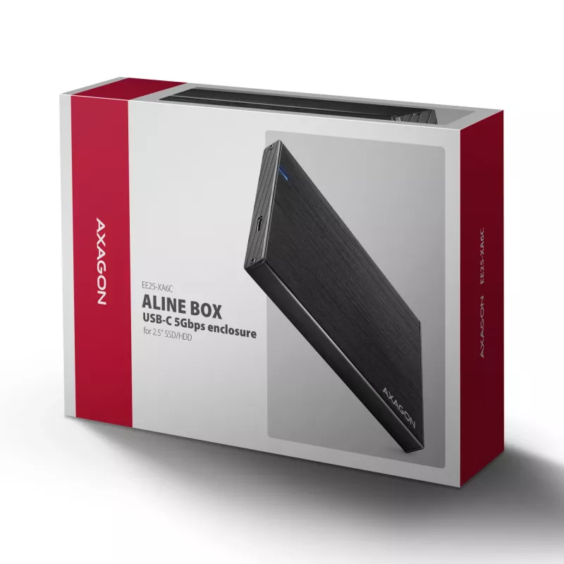 Axagon EE25-XA6C kompakti alumiininen USB-C 5 Gbit/s – SATA 6G ulkoinen kotelo 2,5