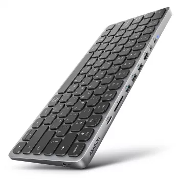 Axagon HMC-KB-CRL, USB 5Gbps -keskitin näppäimistöllä, HDMI 4K/60Hz, 3x USB-A, SD/mSD, ääni, PD100, kyrillinen asettelu
