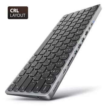 Axagon HMC-KB-CRL, USB 5Gbps -keskitin näppäimistöllä, HDMI 4K/60Hz, 3x USB-A, SD/mSD, ääni, PD100, kyrillinen asettelu