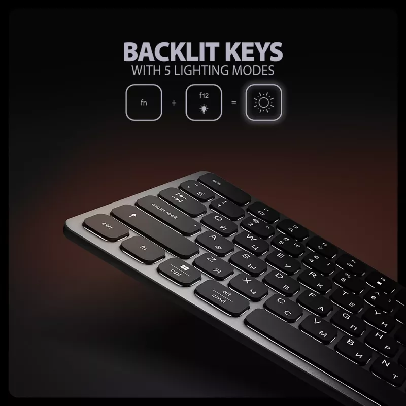 Axagon HMC-KB-CRL, USB 5Gbps -keskitin näppäimistöllä, HDMI 4K/60Hz, 3x USB-A, SD/mSD, ääni, PD100, kyrillinen asettelu