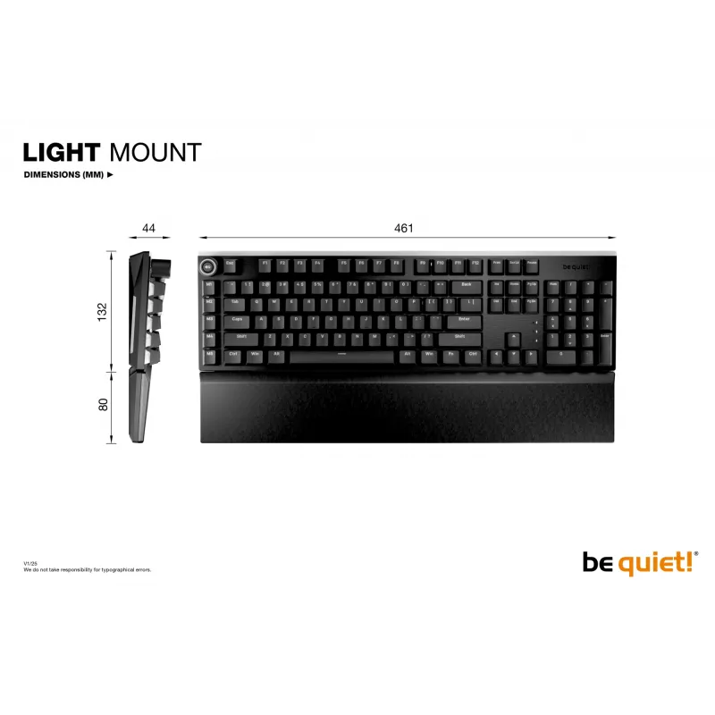 be quiet! Light Mount Silent Linear US ANSI näppäimistö pelikäyttöön USB QWERTY US English musta
