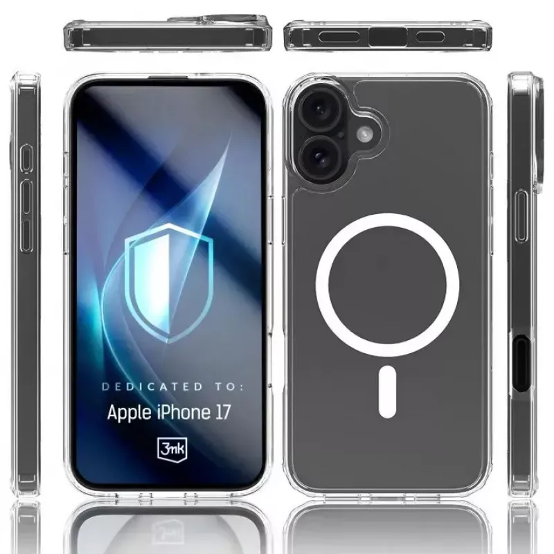 3mk Armor MagCase suojakuori Apple iPhone 17:lle, MagSafe-yhteensopiva, TPU-takakuori, vahvistetut kulmat, läpinäkyvä