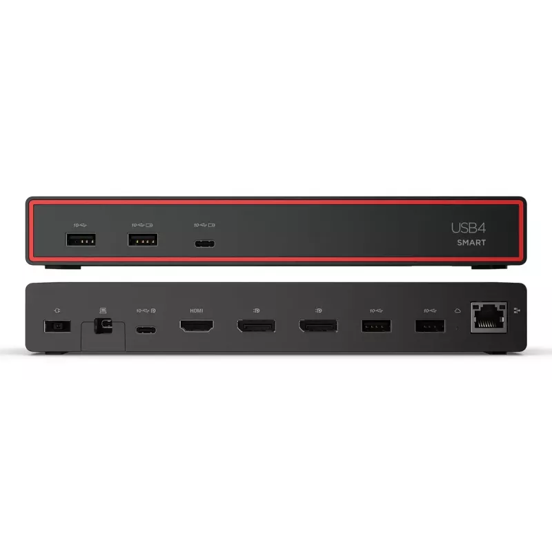 Telakointiasema Lenovo ThinkPad USB4 Smart Dock 5500 – USB4-isäntä, 4x USB-A Gen2, HDMI, Gigabit-Ethernet, 135 W virtalähde, Eclipse musta