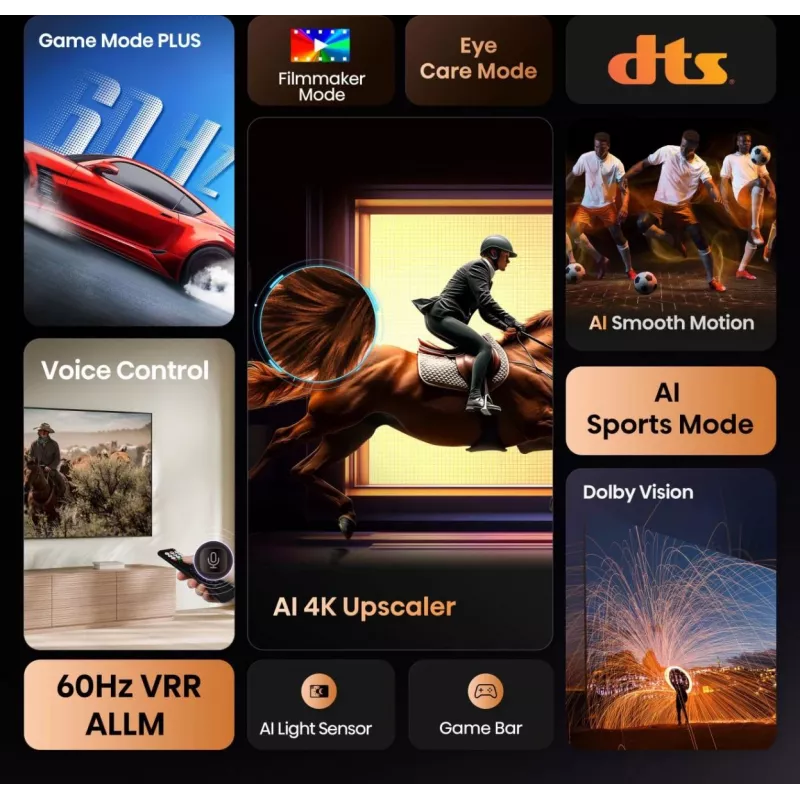 Hisense 65A6Q 65 tuuman (165,1 cm) 4K UHD Smart TV -televisio, VIDAA, HDR10+, Dolby Vision, Wi-Fi, Bluetooth, musta