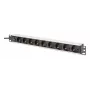 DIGITUS PDU - 1U alumiininen rack-asennettava 8x CEE 7/7 pistorasia 1x pistorasia 10A pistoke 250VAC 50/60Hz IEC C14 pistoke esisulake