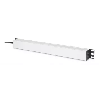 DIGITUS PDU - 1U alumiininen rack-asennettava 8x CEE 7/7 pistorasia 1x pistorasia 10A pistoke 250VAC 50/60Hz IEC C14 pistoke esisulake