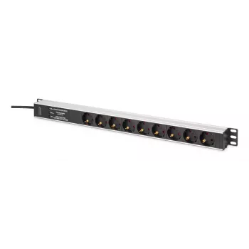 DIGITUS PDU - alumiininen rack-asennettava taajuussuodatin 2 m 16 A 3600 W 230 V AC 50/60 Hz 7x turvapistorasia 2x pistorasia