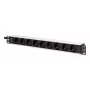 DIGITUS PDU - 1U alumiininen rack-asennettava 8x suojakosketinpistorasia 1x lähtö 16A 230VAC 50/60Hz IEC C20 pistoke