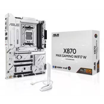 Emolevy ASUS X870 MAX GAMING WIFI7 W ATX — AMD X870, kanta AM5, DDR5, 4 DIMM, Wi‑Fi 7, 2,5Gb LAN