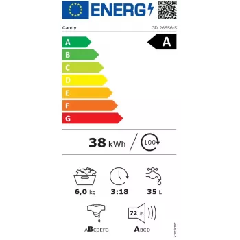 Candy GD 26SS6-S pesukone edestä täytettävä 6 kg 1200 kierr./min valkoinen