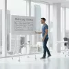 Valkotaulu ergo office ER-306 — kuivapyyhittävä yksipuolinen vaakataulu, 1190×790 mm, vapaasti seisova teräs runko pyörillä, magneettinen