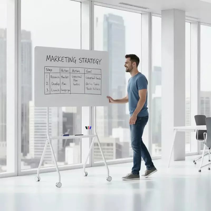 Valkotaulu ergo office ER-306 — kuivapyyhittävä yksipuolinen vaakataulu, 1190×790 mm, vapaasti seisova teräs runko pyörillä, magneettinen