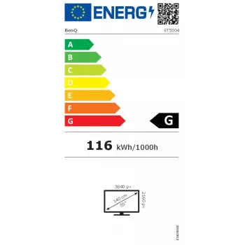 BenQ ST5504 Digital Signage -näyttö 139,7 cm (55 inch) LCD 350 cd/m² 4K Ultra HD musta sisäänrakennettu prosessori Android 18/7