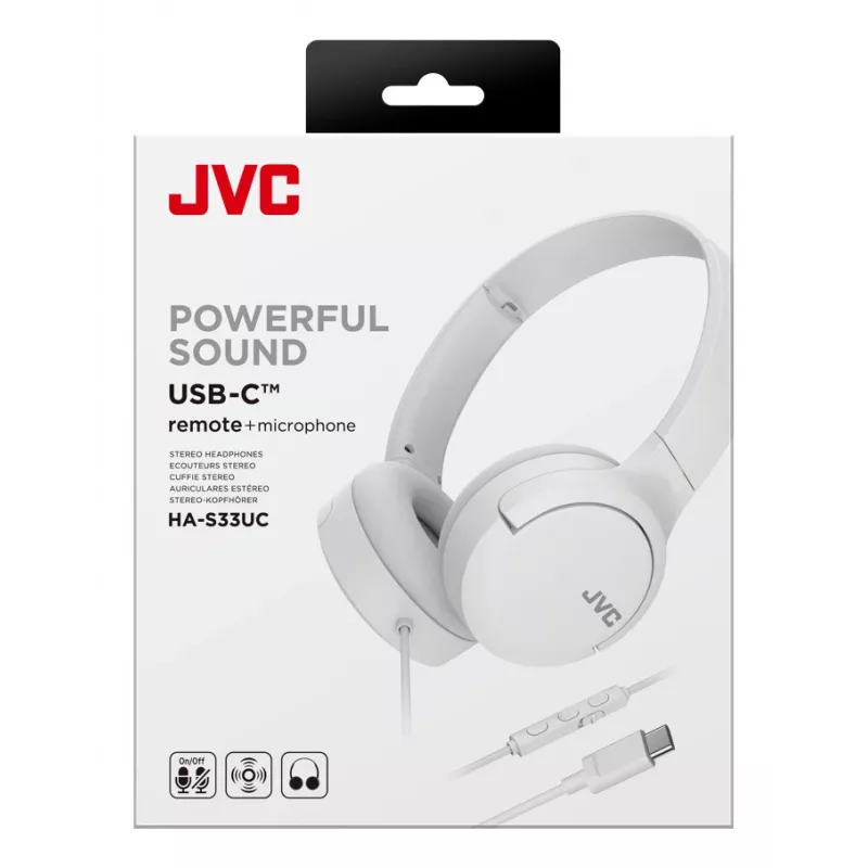 JVC HA-S33UC headset johdollinen päänauha puhelut/musiikki USB Type-C valkoinen