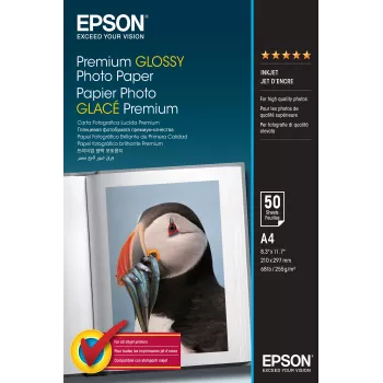 Epson Premium Glossy valokuvapaperi - A4 - 50 arkkia, kiiltävä, 255 g/m², A4, valkoinen, 50 arkkia, 1 kpl