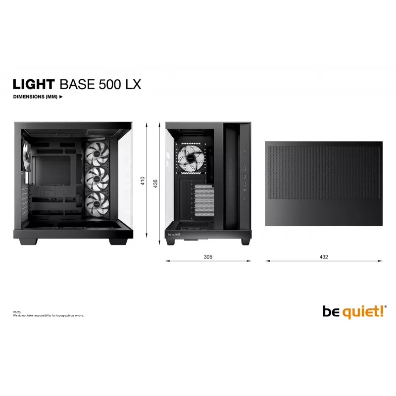 be quiet! Light Base 500 LX -tietokonekotelo musta Midi Tower ATX 3x 120mm tuuletinta