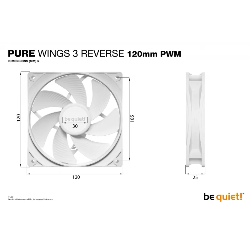 be quiet! Pure Wings 3 120mm | PWM Reverse valkoinen 3 kpl:n pakkaus