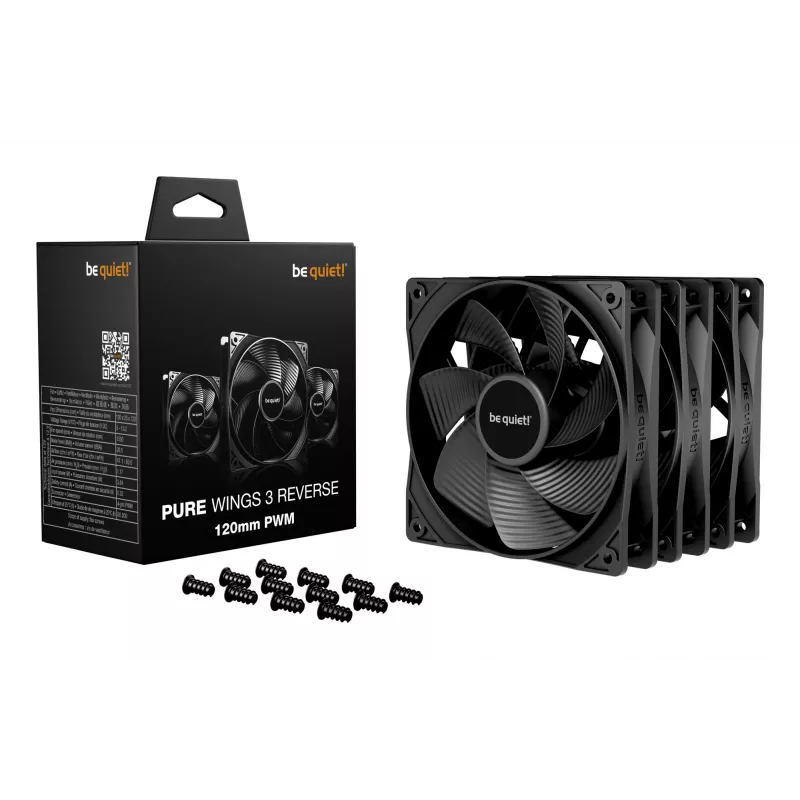 be quiet! Pure Wings 3 120mm | PWM Reverse Triple-Pack -tietokonekotelon tuuletin 12 cm musta 3 kpl