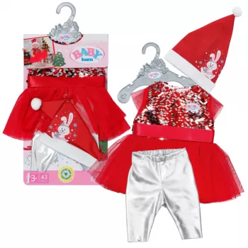 Nuken mekko ZAPF BABY born Xmas Dress 43 cm nukeille, tekstiili, monivärinen, taitettava, ikä 3–12