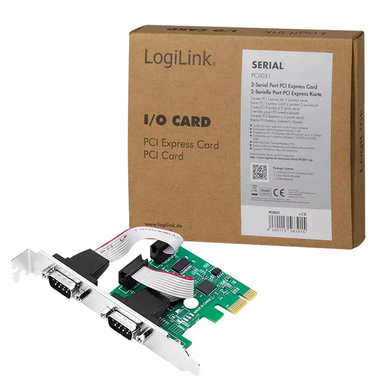 LogiLink PC0031 PCIe-liitäntäkortti, 2x sarjaportti (COM)