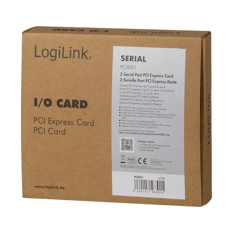 LogiLink PC0031 PCIe-liitäntäkortti, 2x sarjaportti (COM)