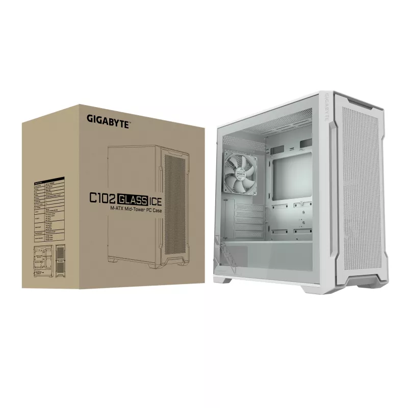 PC-kotelo GIGABYTE C102 GLASS Midi Tower valkoinen