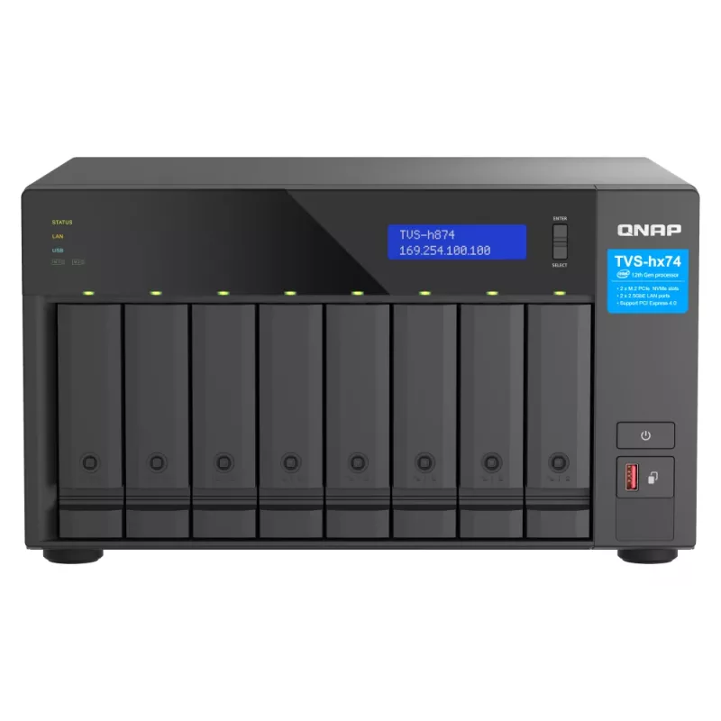 QNAP TVS-h874X NAS Tower Intel® Core™ i9 64 GB DDR4 0 TB QuTS hero Black