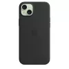 Suojakotelo Apple iPhone 15 Plus silikonikuori MagSafe-yhteensopiva musta