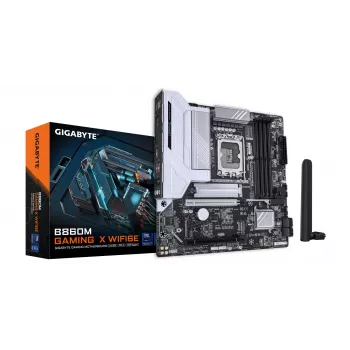 GIGABYTE B860M GAMING X WIFI6E emolevy - Intel Core Ultra -sarjan suorittimet, 8+1+2+2 vaiheen VRM, jopa 9200MHz DDR5, 1xPCIe 5.0 + 1xPCIe 4.0 M.2, 2.5GbE LAN, WIFI 6E, USB 4