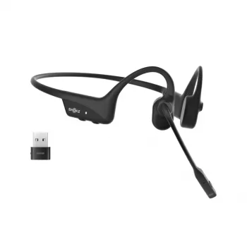 Headset Shokz OpenComm2 UC 2025 — langaton luujohdekuuloke-headset, 16 h puheaika, USB Type-A/Type-C, ANC, 29 m kantama, musta
