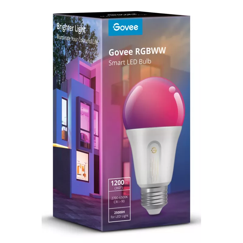Govee H60093C1 älylamppu, 1200 lm, WLAN & Bluetooth, 12 W, E26, valkoinen