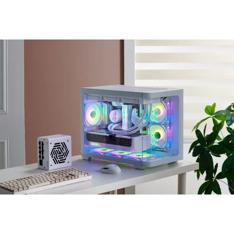 FSP S380-WA kotelo Mini Tower mITX, mATX valkoinen ARGB