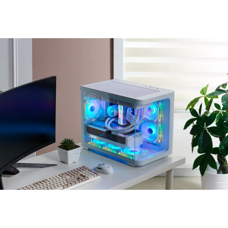 FSP S380-WA kotelo Mini Tower mITX, mATX valkoinen ARGB