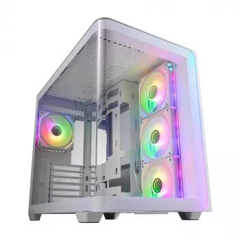 FSP M580-WA kotelo Midi Tower mITX, mATX valkoinen ARGB, Midi Tower, PC, valkoinen, ATX, micro ATX, Mini-ITX, lasi, SPCC, pelaaminen