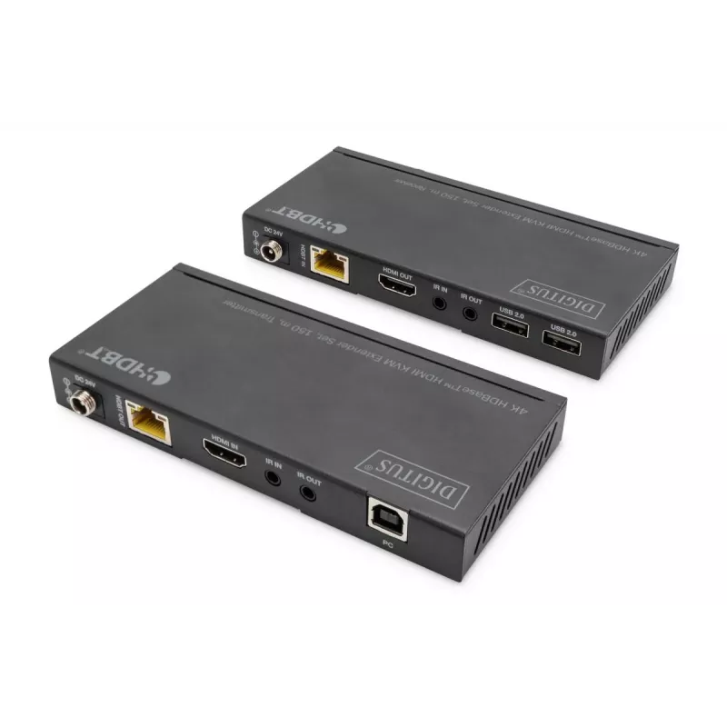 DIGITUS HDBaseT KVM -jatkokesarja 150 m 4K/60Hz USB 2.0 PoC IR musta