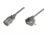 DIGITUS virtakaapeli, CEE 7/7 (Type-F) 90° kulma - C13 M/F, 5 m H05VV-F3G 1,0 mm² musta EU-direktiivi