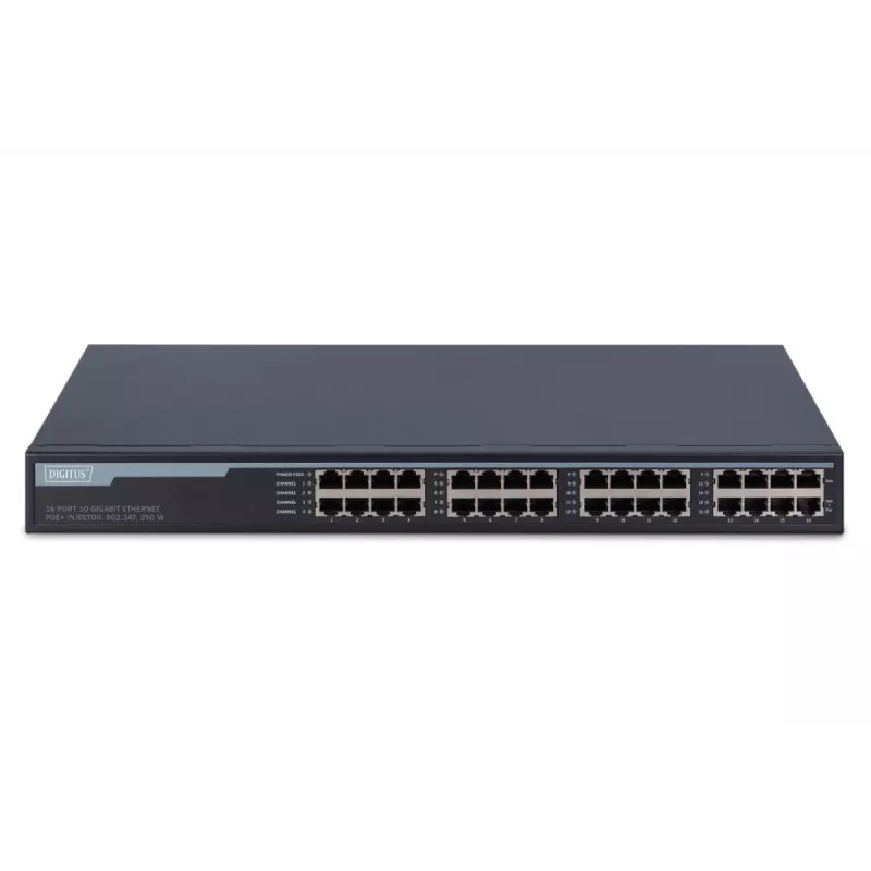 Gigabit Ethernet PoE+ -injektori Digitus DN-95116 16 porttia 250W