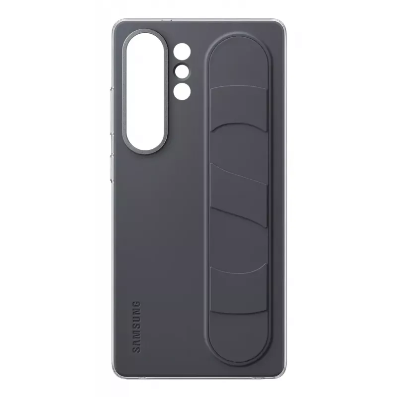 Samsung EF-GS938CBEGWW Standing Grip -suojakuori Galaxy S25 Ultra -puhelimelle, silikoni, musta