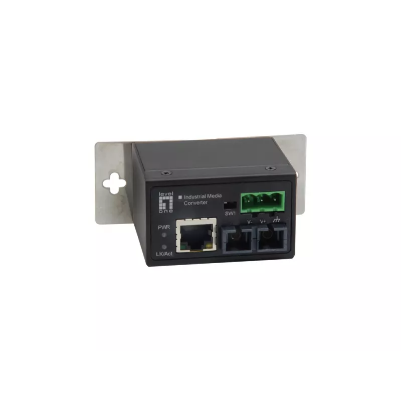 LevelOne RJ45–SC Fast Ethernet -teollisuusmediakonvertteri, yksimuotokuitu, 30 km, -40 °C – 75 °C