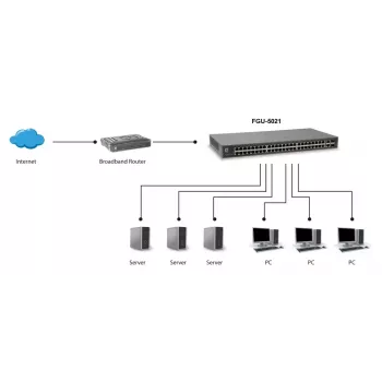 LevelOne 50-porttinen Fast Ethernet -kytkin, 2 x Gigabit SFP/RJ45 Combo