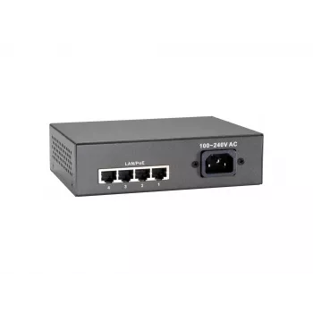LevelOne 5-Port Fast Ethernet PoE -kytkin, 802.3at/af PoE, 4 PoE-lähtöä, 65W
