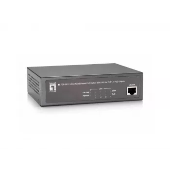 LevelOne 5-Port Fast Ethernet PoE -kytkin, 802.3at/af PoE, 4 PoE-lähtöä, 65W
