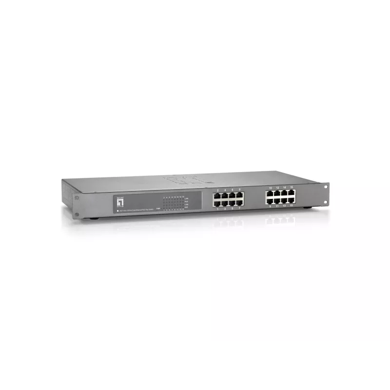 LevelOne 16-Port Fast Ethernet PoE -kytkin, 802.3at/af PoE, 150W