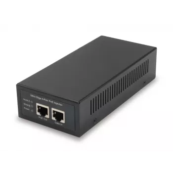 LevelOne Gigabit PoE -injektori, 60 W, 802.3at/af PoE, Gigabit Ethernet, 10,100,1000 Mbit/s, IEEE 802.3af, IEEE 802.3at, IEEE 802.3bt, musta, virta, 60 W