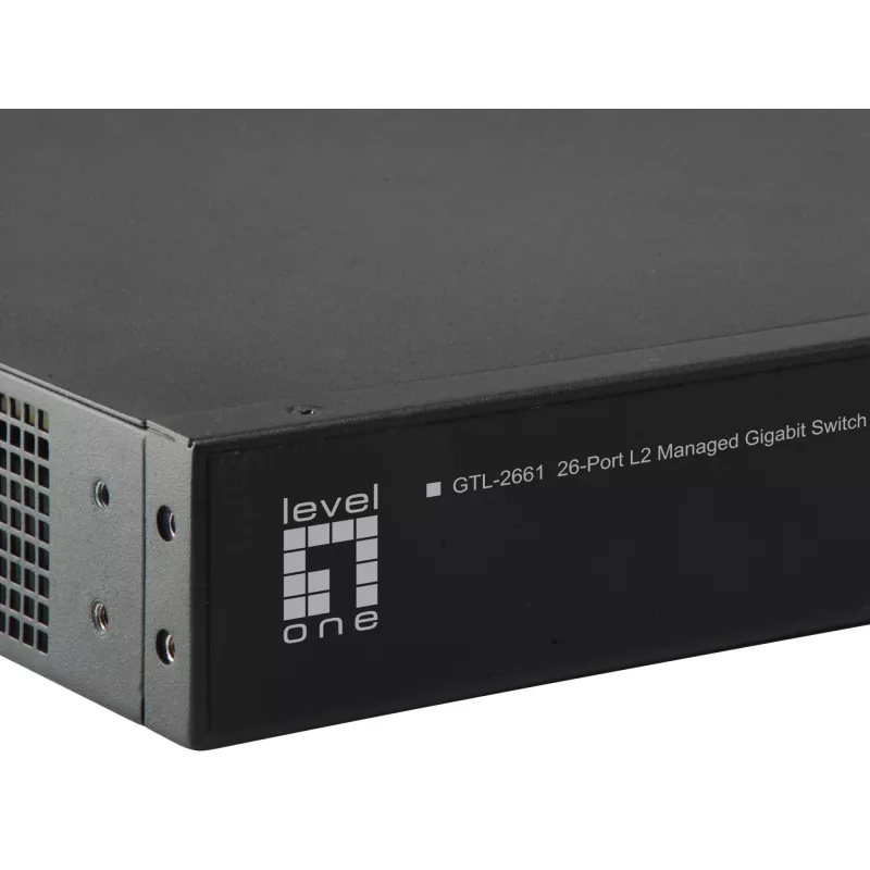 LevelOne KILBY 26-porttinen L2-hallittava Gigabit-kytkin, 2 x 10GbE SFP+