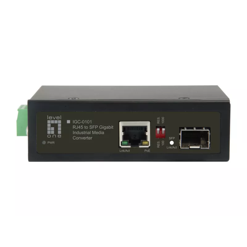 LevelOne RJ45-SFP Gigabit-teollisuusmediakonvertteri, 1 PoE-lähtö