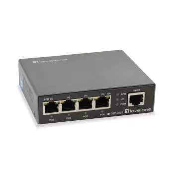 LevelOne 5-porttinen Gigabit PoE -kytkin, 802.3at/af PoE, 4 PoE-lähtöä, 60W
