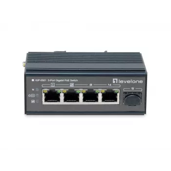 LevelOne 5-porttinen Gigabit-teollisuuskytkin, DIN-kisko, -30 °C...+65 °C