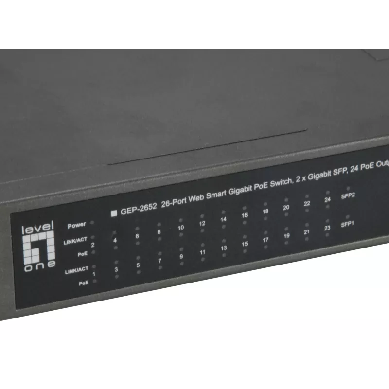 LevelOne GEP-2652 verkkokytkin hallittava L2 Gigabit Ethernet (10/100/1000) Power over Ethernet (PoE) harmaa